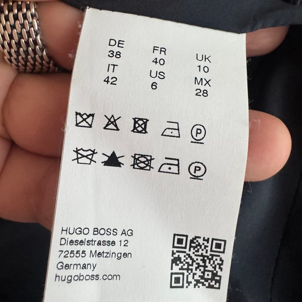 Boss by Hugo Boss Jutali Contrast-Lapel Overlap Wool Blazer Navy Blue White Sz 6 - Picture 5 of 7